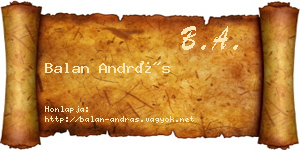 Balan András névjegykártya